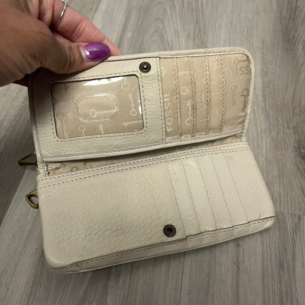 Fossil Cream Multi Patchwork Leather Wallet One Size - Picture 8 of 10